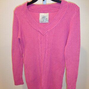 SO Junior's V-Neck Pink Long Sleeve Sweater Size XL